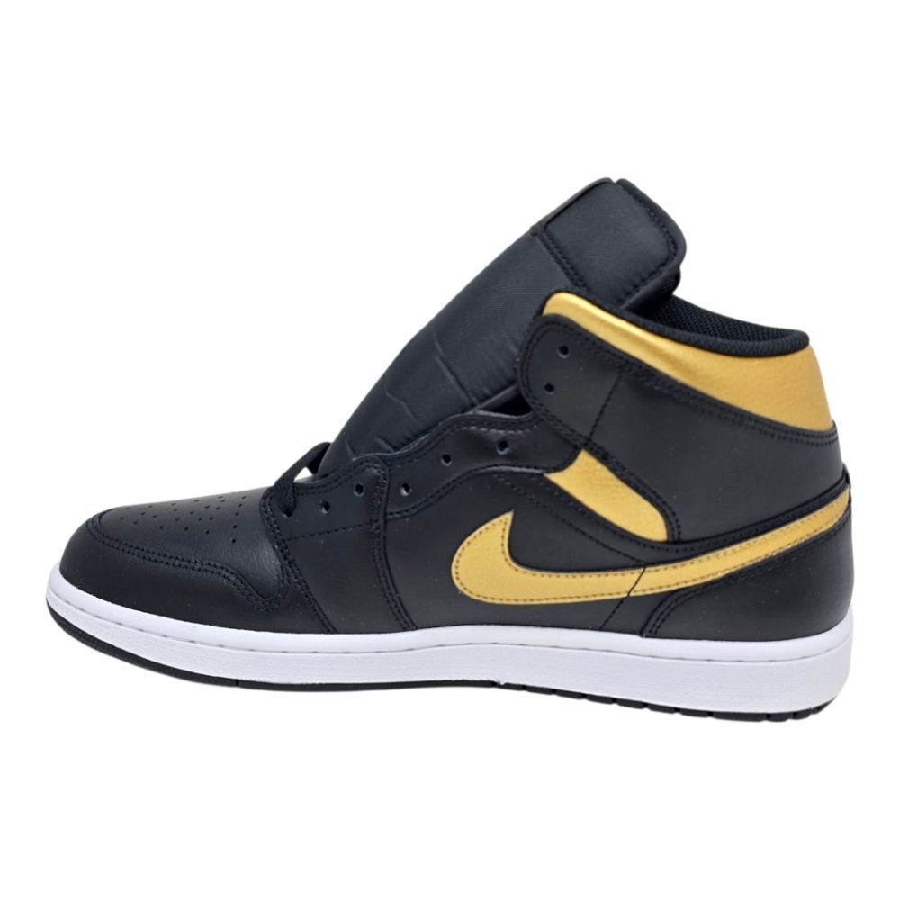 Nike Air Jordan 1 Mid Black Metallic Gold White DQ8426-071 Men's Size 12 - Picture 8 of 10